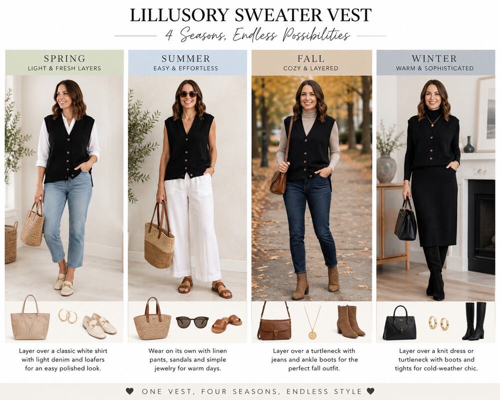 LILLUSORY Sweater Vest Black Button Front V Neck Oversized Knit Large NWT